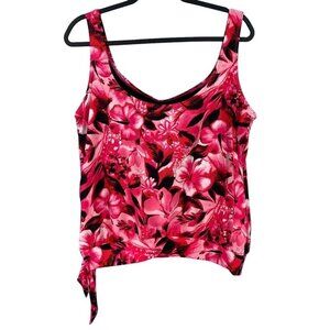Swimsuits For All Tankini Top Size 16 Side Tie Pink Floral Built In Bra